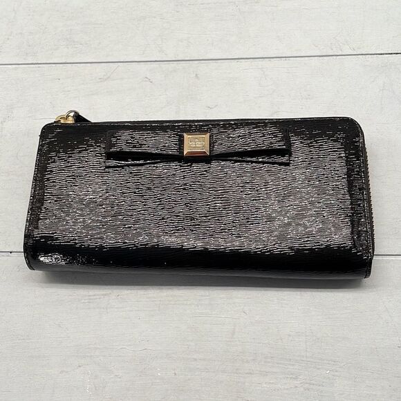 Kate Spade Wallet Large Black Zip Clossure Multi Compartment‎ Leather Lined - Picture 1 of 9